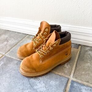 Timberland Kids 6 Inch Wheat Nubuck Boots Lace Up Youth Boys Size 11.5
